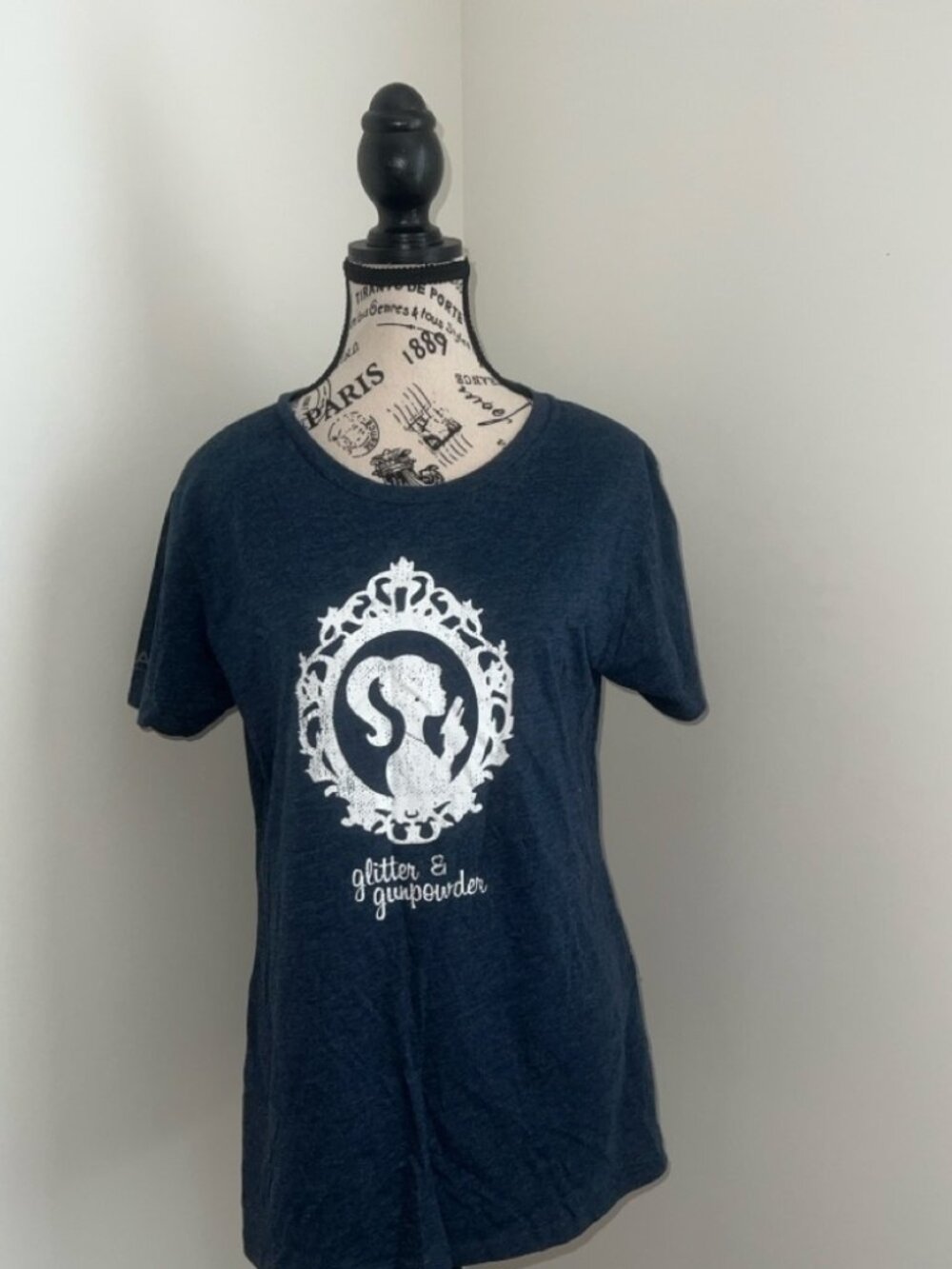 LA Police Gear Women's "Glitter and Gunpowder" Navy T-Shirt, XL